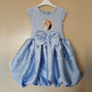 H&M Disney Frozen Icy Blue Bow Bubble Hem Princess Party Dress 5T Whimsical NWOT